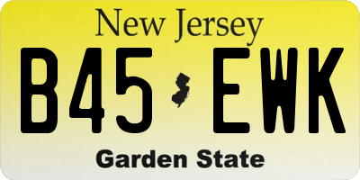 NJ license plate B45EWK