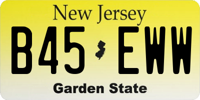 NJ license plate B45EWW