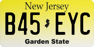 NJ license plate B45EYC