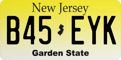 NJ license plate B45EYK