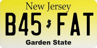 NJ license plate B45FAT