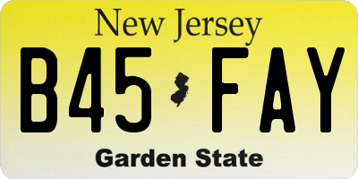 NJ license plate B45FAY