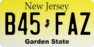 NJ license plate B45FAZ