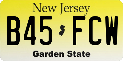 NJ license plate B45FCW