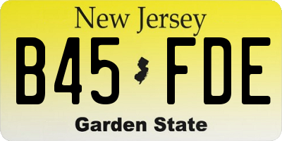NJ license plate B45FDE
