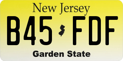 NJ license plate B45FDF
