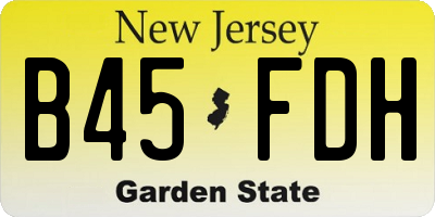 NJ license plate B45FDH