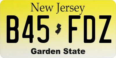 NJ license plate B45FDZ