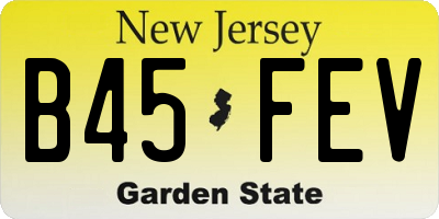 NJ license plate B45FEV