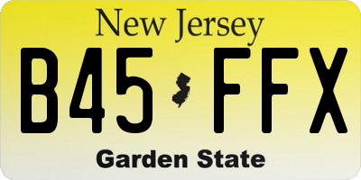 NJ license plate B45FFX