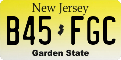 NJ license plate B45FGC