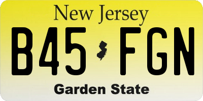 NJ license plate B45FGN
