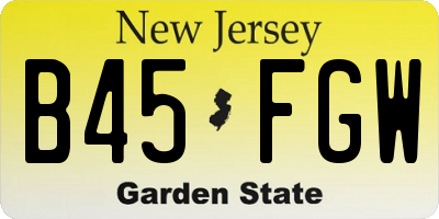 NJ license plate B45FGW
