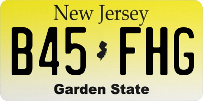 NJ license plate B45FHG