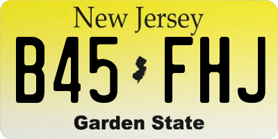 NJ license plate B45FHJ