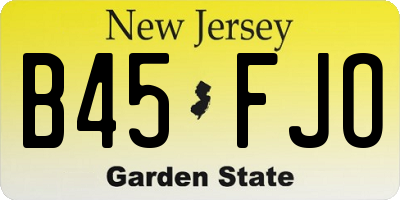 NJ license plate B45FJO