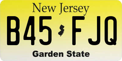 NJ license plate B45FJQ