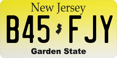 NJ license plate B45FJY