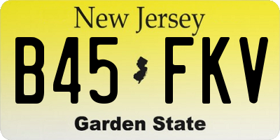 NJ license plate B45FKV