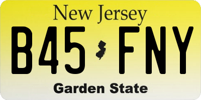 NJ license plate B45FNY
