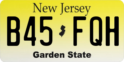 NJ license plate B45FQH