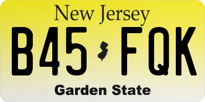 NJ license plate B45FQK
