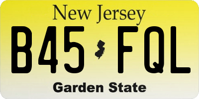 NJ license plate B45FQL