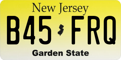 NJ license plate B45FRQ