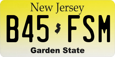 NJ license plate B45FSM
