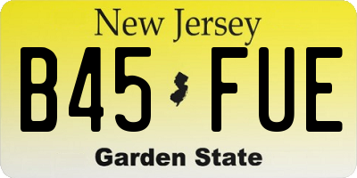 NJ license plate B45FUE