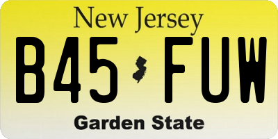 NJ license plate B45FUW