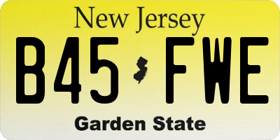 NJ license plate B45FWE