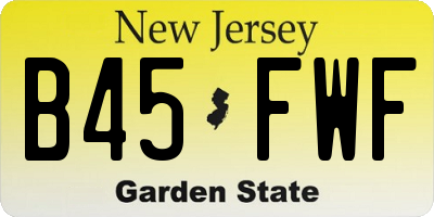 NJ license plate B45FWF