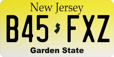 NJ license plate B45FXZ