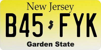 NJ license plate B45FYK