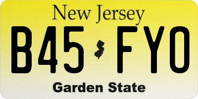 NJ license plate B45FYO