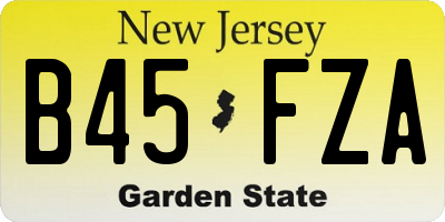 NJ license plate B45FZA