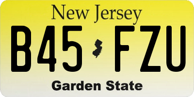 NJ license plate B45FZU