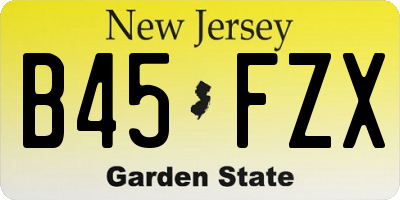 NJ license plate B45FZX