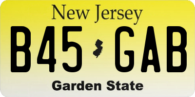 NJ license plate B45GAB