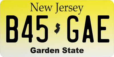 NJ license plate B45GAE