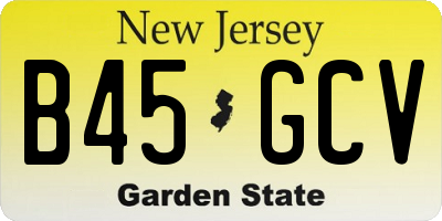 NJ license plate B45GCV