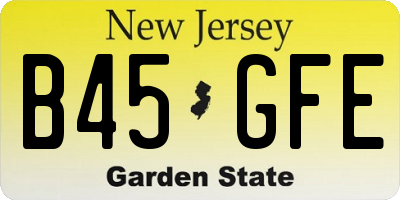 NJ license plate B45GFE