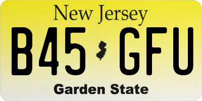 NJ license plate B45GFU