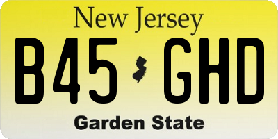 NJ license plate B45GHD