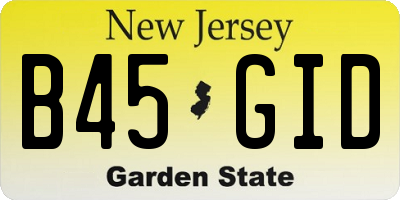 NJ license plate B45GID