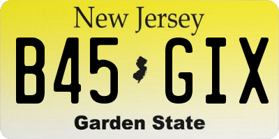 NJ license plate B45GIX