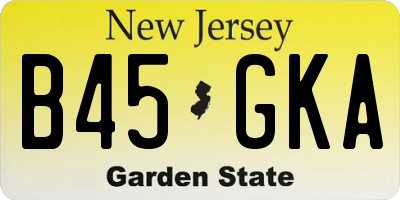 NJ license plate B45GKA