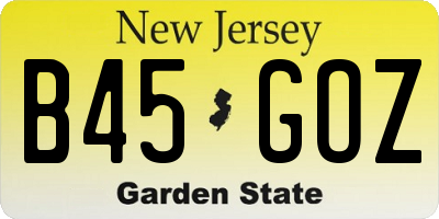 NJ license plate B45GOZ
