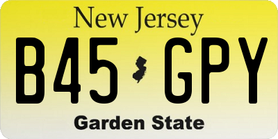 NJ license plate B45GPY